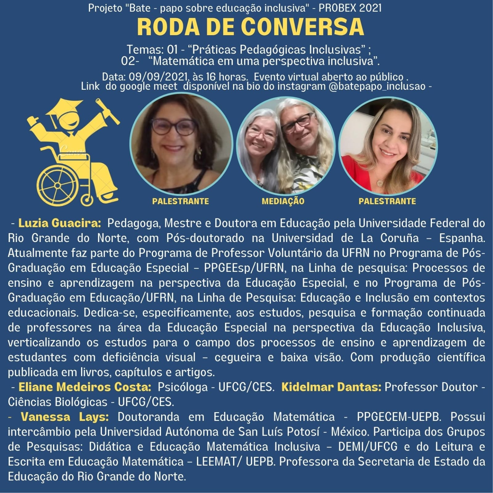Roda de Conversa Práticas Pedagógicas inclusivas e Matemática inclusiva