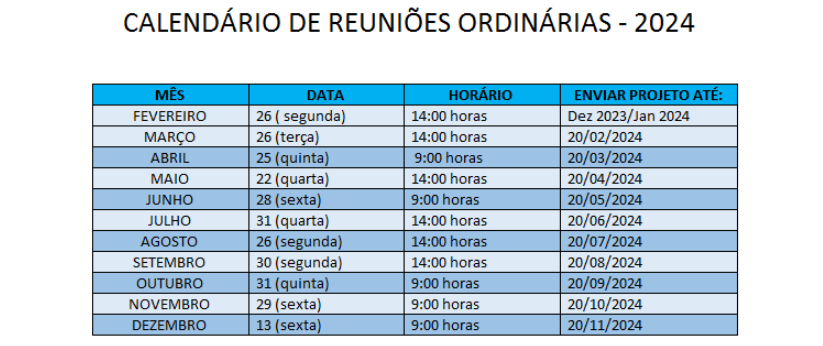 REUNIÕES ORDINÁRIAS 2024 CES